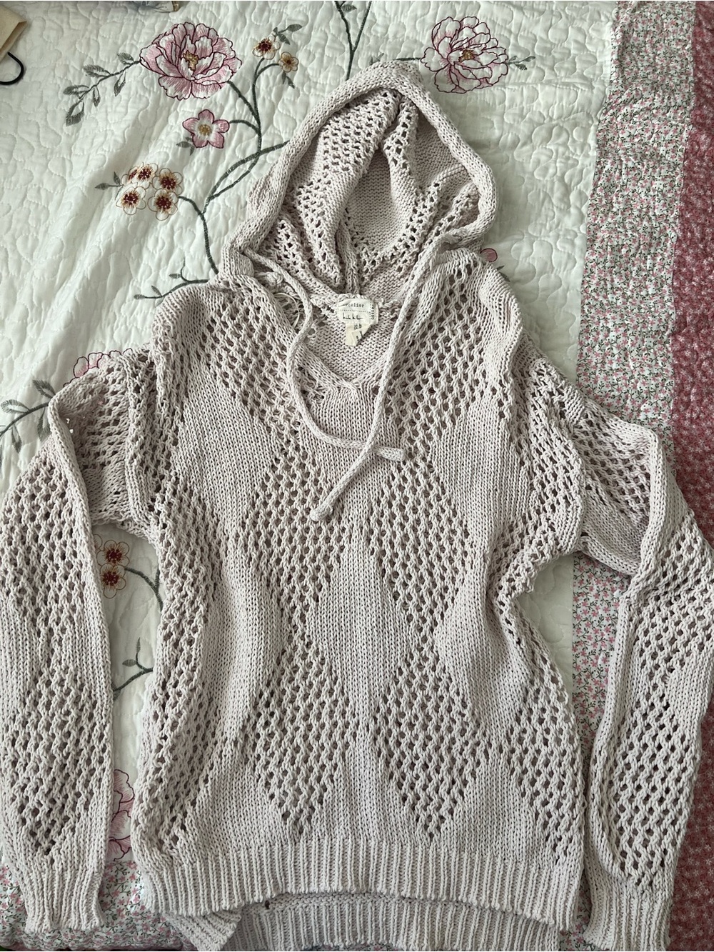 Light Beige Knit Hooded Sweater